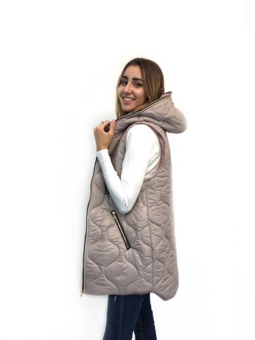 Chaleco Largo Acolchado Rosa