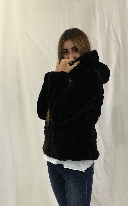 Chaqueta Peluda Negro