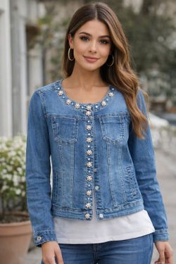Chaqueta Tejana Con Perlas Denim