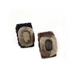 Ceinture Large En Cuir Tressé Kaki