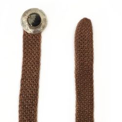 Cintura Larga In Pelle Intrecciata Color Cachi Con Fibbia Tonda