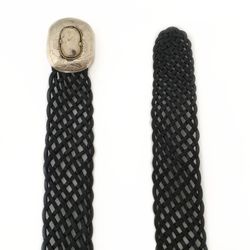 Cinturón De Piel Ancho Trenzado Negro