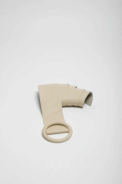 Cinturón De Piel Basic Para Mujer Beige