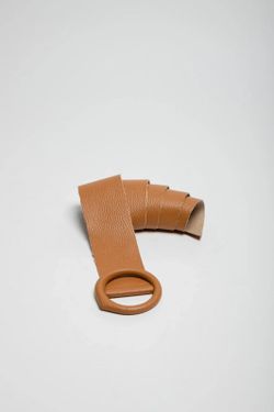 Cinto De Couro Básico Para Mulheres Camelo