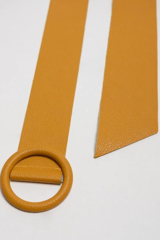 Cinturón De Piel Basic Para Mujer Mostaza