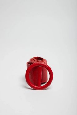 Cinturón De Piel Basic Para Mujer Rojo