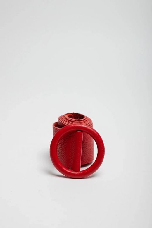 Cinturón De Piel Basic Para Mujer Rojo