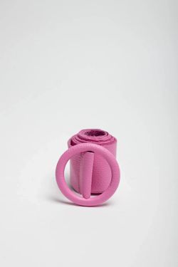Cinturón De Piel Basic Para Mujer Rosa
