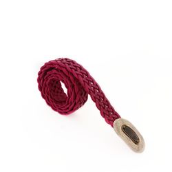 Ceinture étroite en cuir tressé Fuxia