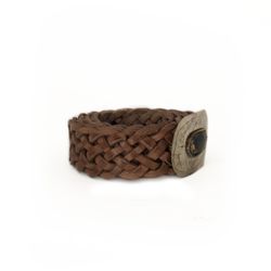 Cintura In Pelle Stretta Intrecciata Color Cachi