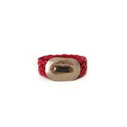 Ceinture étroite en cuir tressé rouge