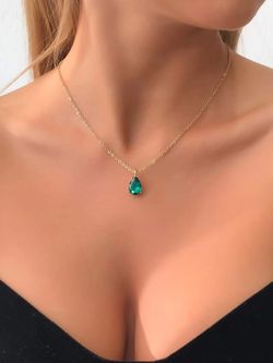 Collar Gota Diamante Verde Esmeralda