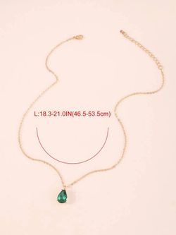 Collar Gota Diamante Verde Esmeralda