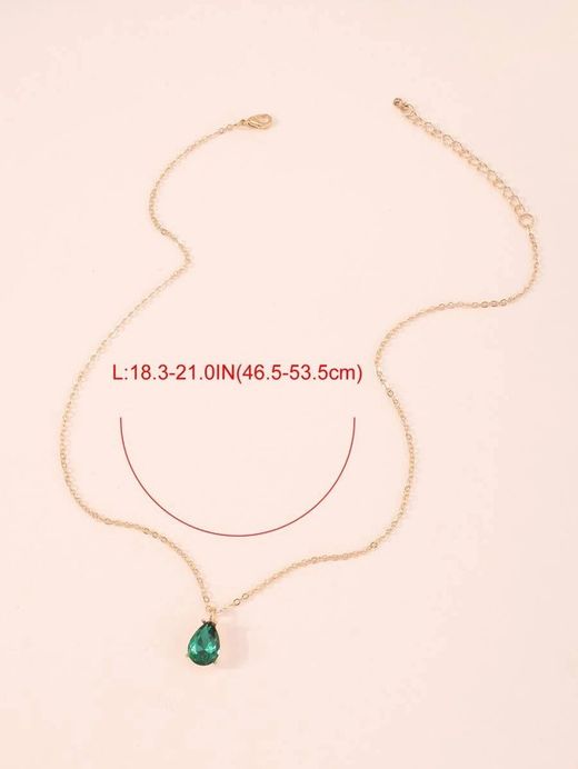 Collar Gota Diamante Verde Esmeralda