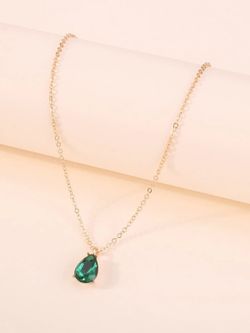 Collar Gota Diamante Verde Esmeralda