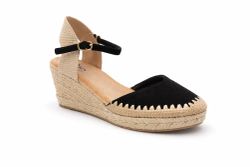 Espadrille de mulher de salto baixo com plataforma, preta.