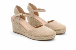 Espadrilles de mulher de salto baixo bege