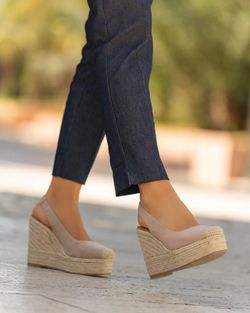 Beige Esparto Wedge senza schienale