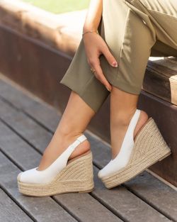 Espadrilles compensées blanches sans dossier