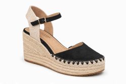 Espadrilles de mulher pretas com salto anabela