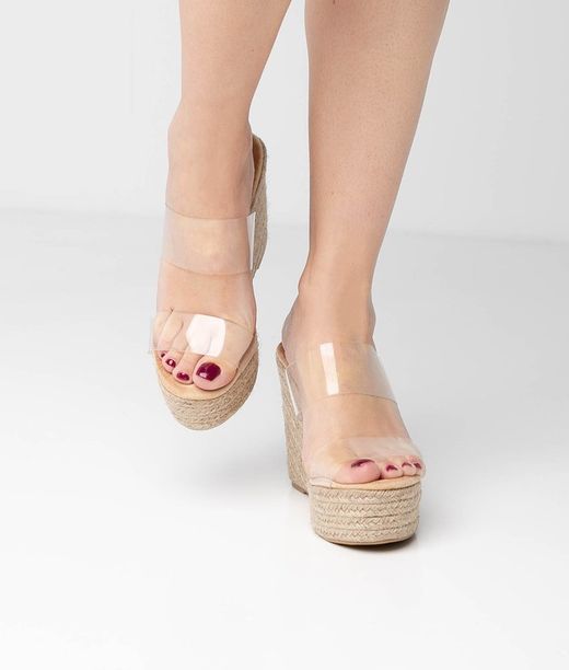 Cuña De Yute Con Tiras Transparentes