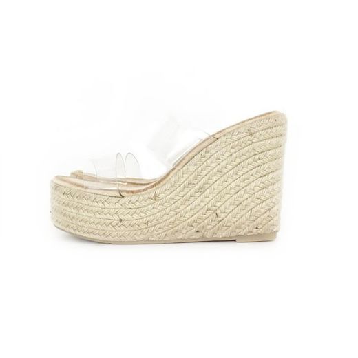 Cuña De Yute Con Tiras Transparentes