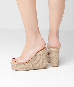 Cuña De Yute Con Tiras Transparentes