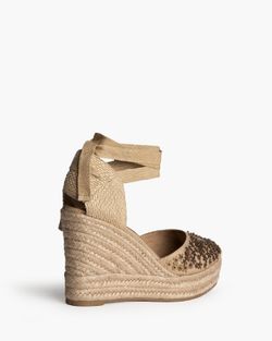 Espadrille de salto anabela cor camel com glitter, marca Corina, REF M6192