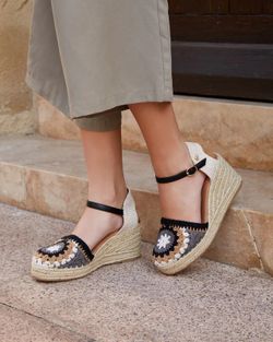 Cuña Esparto Crochet Negro