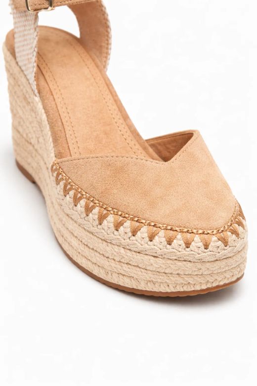 Anabela espadrille bege para mulher