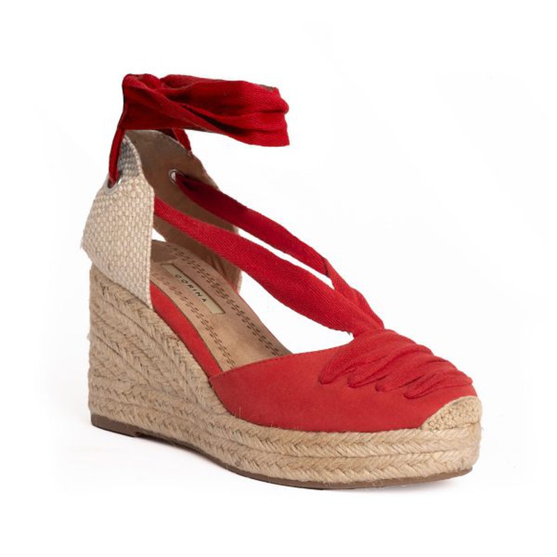 Cuña Valenciana Baja Rojo Corina REF M3366 — Zapatos Calzados Germans
