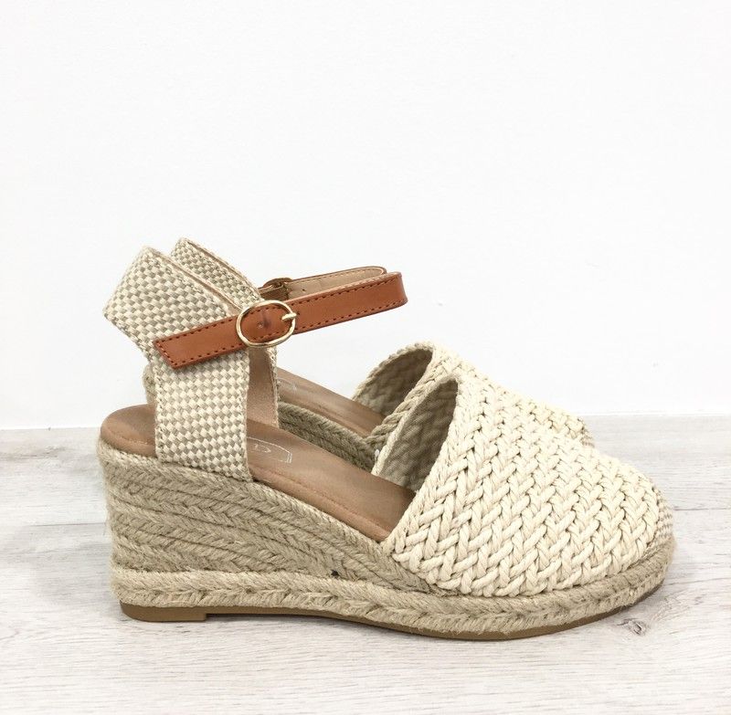 Sandales à Plateforme Cuña Beige - Taille EUR 40 - Cuir Suédé, Neuves Sans Boîte