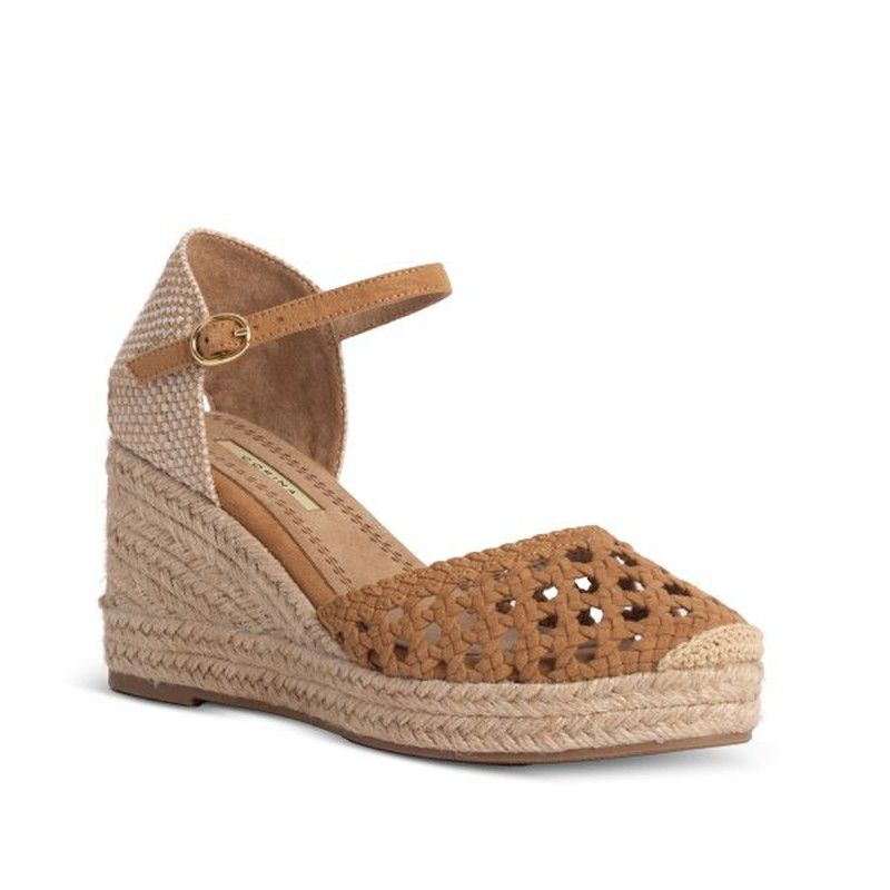 Espadrilles à Compensées Fermées Camel de la marque Corina REF