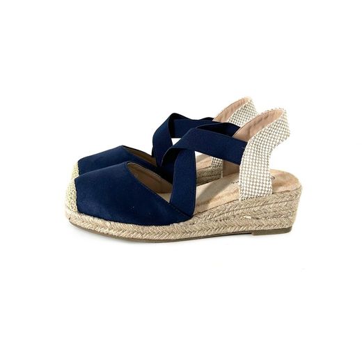 Espadrillas con Zeppa Blu con Cinghie Incrociate