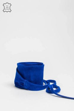 Ceinture en cuir suédé pour femme bleu électrique
