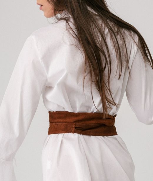 Ceinture En Cuir Suédé Pour Femme Chameau