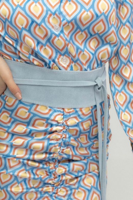 Fajín De Piel De Ante Para Mujer Celeste