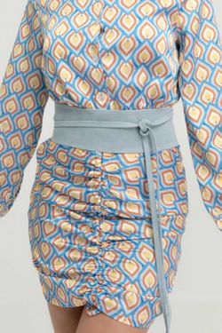 Faixa De Couro Camurça Para Mulheres Azul Claro