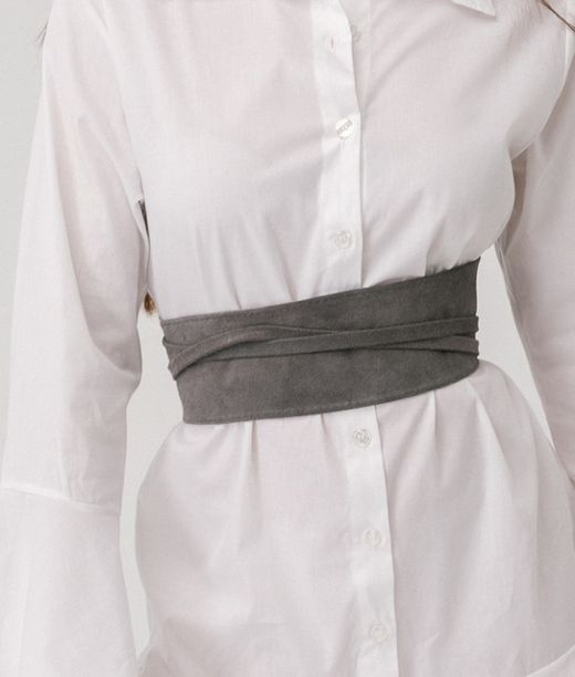 Fajín De Piel De Ante Para Mujer Gris