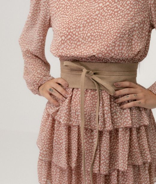 Fajín De Piel De Ante Para Mujer Nude