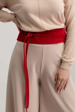 Faixa De Couro Camurça Para Mulheres Vermelho