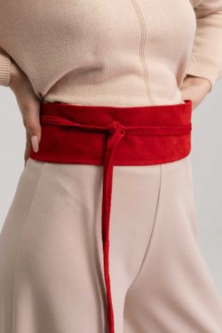 Faixa De Couro Camurça Para Mulheres Vermelho