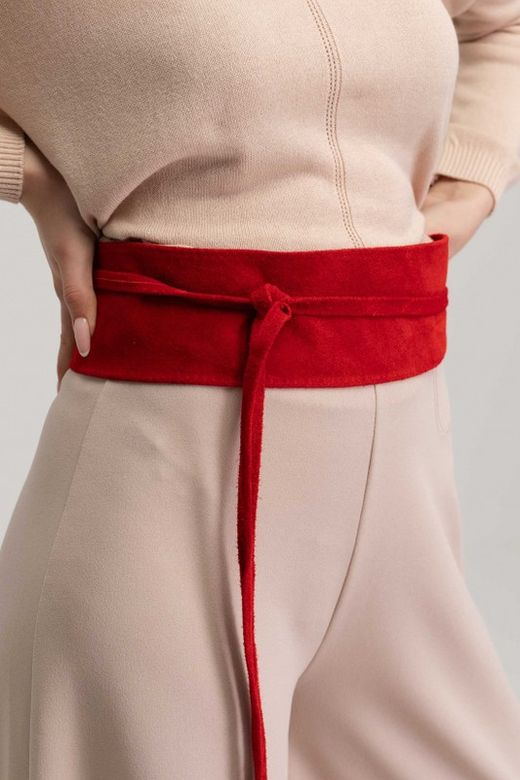 Fajín De Piel De Ante Para Mujer Rojo