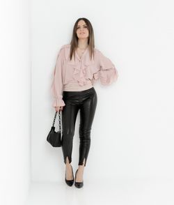 Ceinture en cuir suédé pour femme Rose