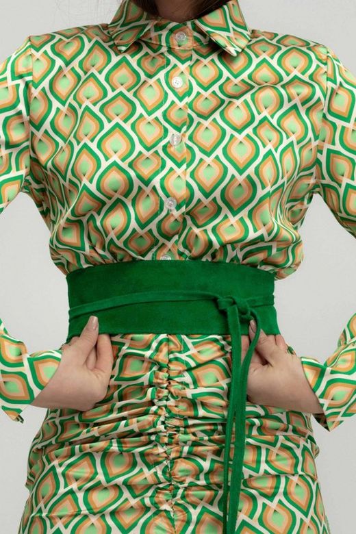 Fajín De Piel De Ante Para Mujer Verde