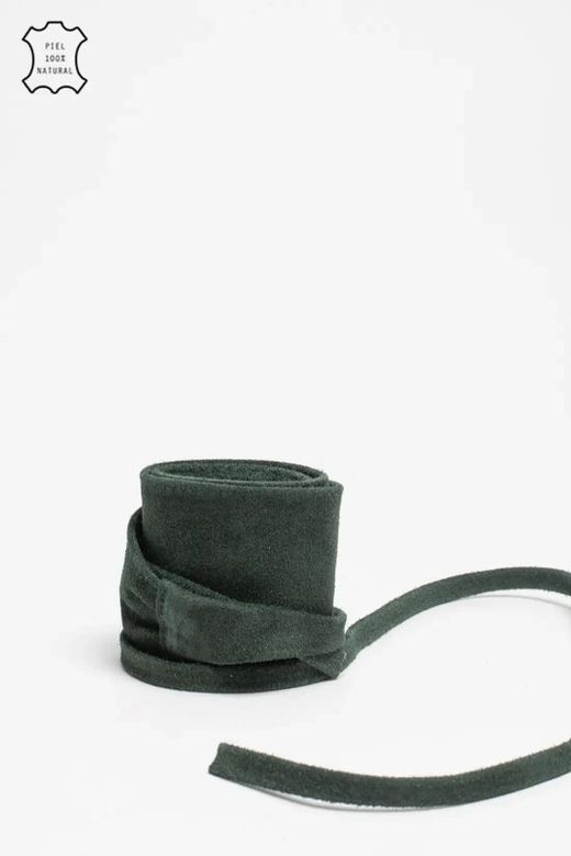 Fajín De Piel De Ante Para Mujer Verde Botella