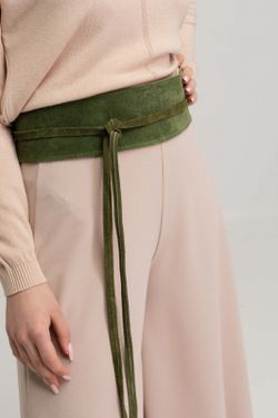 Fajín De Piel De Ante Para Mujer Verde Oliva