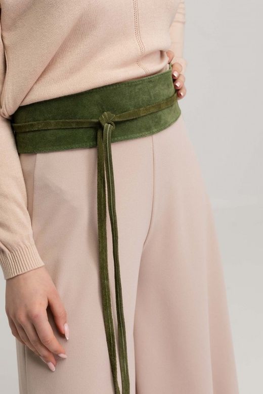 Fajín De Piel De Ante Para Mujer Verde Oliva