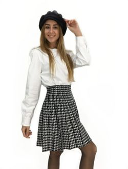 Jupe en tricot pied-de-poule