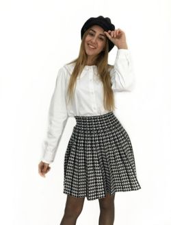 Jupe en tricot pied-de-poule